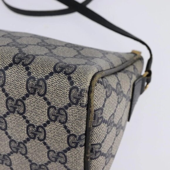 GUCCI GG Supreme Shoulder Bag PVC Navy Gold Auth 148266 - Picture 4 of 16
